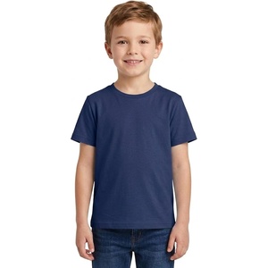 image:imageLOOKFACE Kids Solid Short Sleeve TShirt 100 Cotton Crewneck Soft Tee for Toddler Boys Girls Size 2T14YNavy Blue